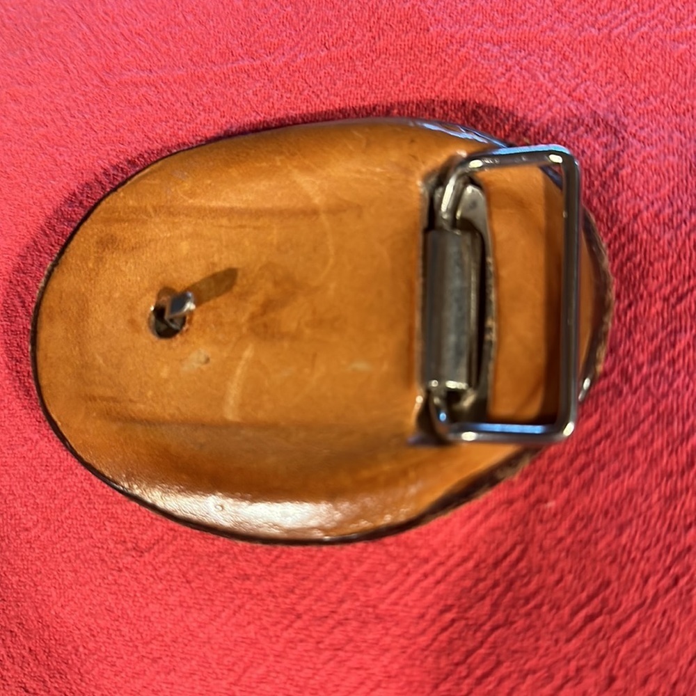 Vintage Western Leather Belt Buckle Eagle Embossed See pics for condition - Picture 2 of 5